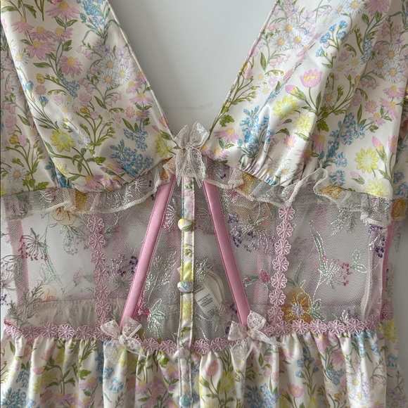 For Love & Lemons Glitter Garden Sleeve Mini Dress | XS - Picture 4 of 7